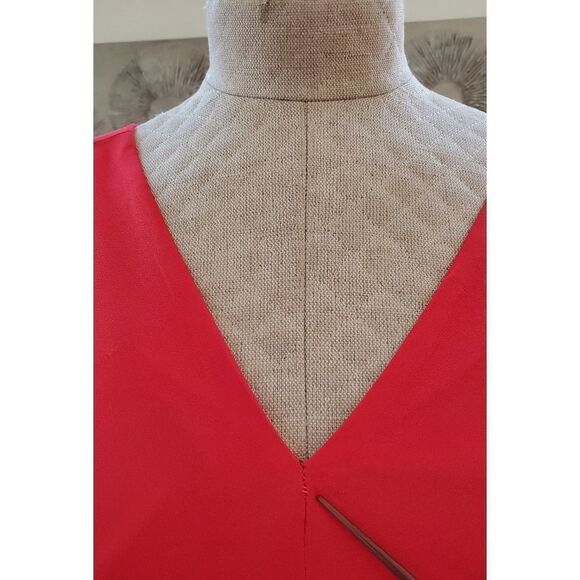 Lewit Dolman-Sleeve V-Neck Crepe Dress size 12 in Red- NEW - Picture 11 of 11